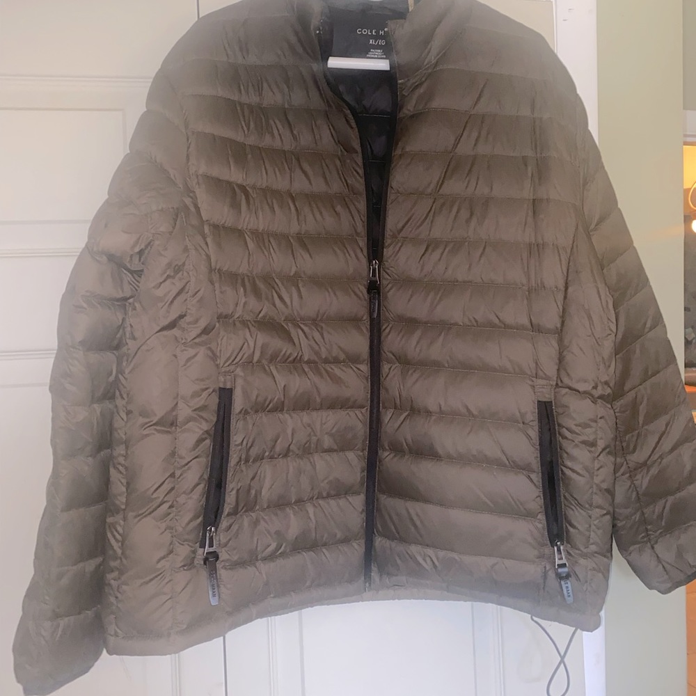 Brown Cole Haan Puffer Jacket, Womens, XL